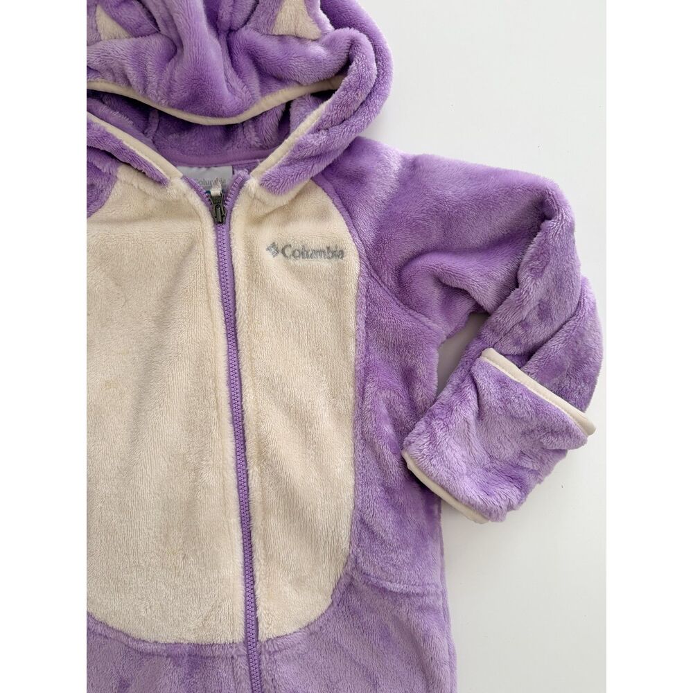 Columbia Baby 18-24M Purple Fleece Bunting Hooded Animal Ears Snowsuit - Picture 3 of 12